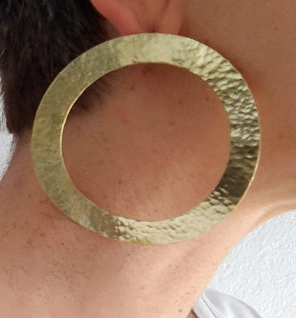 Mazara- Tribal Giant Disc Hoop Earrings